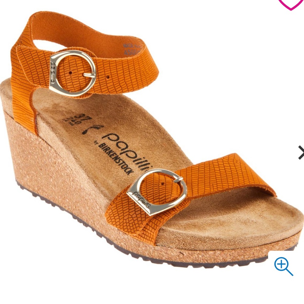 Birkenstock Papillio by Birkenstock Soley Wedge Sandal Nubuck, Orange Sz 11